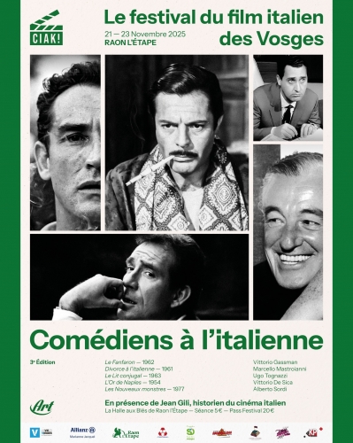 cinéma,festival,festival de cinéma,festival du film italien de patrimoine,ciak !,collinas,sardaigne,9 et 10 août 2025,dino risi,lina wertmüller,le fanfaron,laurent galinon,jean-louis trintignant,vittorio gassman,le festival du film italien des vosges,jean gili,comédiens à l'italienne,festival du film italien des vosges 2025,marcello mastroianni,le lit conjugal,l'or de naples
